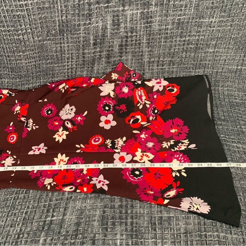 Ann Taylor Fit & Flare Long Sleeve Red Floral Dress Size 0 #844 - Picture 10 of 11